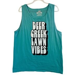 Deer Creek Lawn Vibes Graphic Tank Top Teal Music‎ Festival Indiana Retro USA L